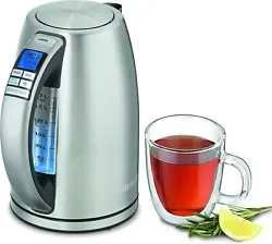 Cuisinart CPK-20FR 1.7L Digital PerfecTemp Cordless Electric Kettle Silver - Certified Refurbished. The screen shows...