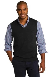 Span the divide between dressy and casual with this versatile v-neck sweater vest that pairs easily with slacks or...