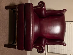 Hancock & Moore nailhead vintage Leather Wing Chair. In a gorgeous Bordeaux red color. 