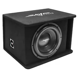Furthermore, the enclosure is finished in premium grade black carpet for a sleek appearance and features the Skar Audio...