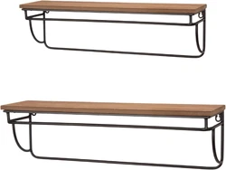 Set of 2 Wooden Braketed Wall Mounted Floating Shelves, 28.4