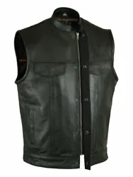 Black Leather Vest, 2 Front Pockets Gun Pocket w/ Strap. This Vest is constructed of High Quality Premium Leather,...