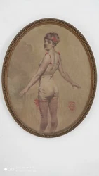 Style of impresionnism Edouard Manet. Old painting 1920. Peinture ancienne année 1920.