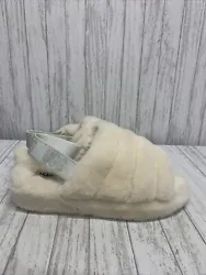 Step into luxurious comfort with these Womens Size 12 Ugg Fluff Yeah Slipper Slides in a creamy ivory color. Made with...