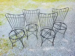 Vintage Mid Century Homecrest 4 Chairs Patio MCM Outdoor Dining Bistro. Structure in great shape, a bit of rust, as...