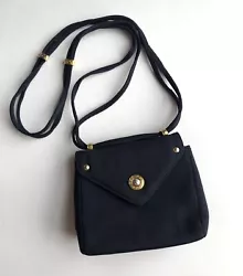 Gianni Versace Vintage Navy Blue Fabric Medusa Head Small Shoulder Bag.In very good clean condition, only two barely...