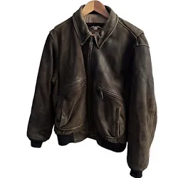 Harley Davidson Distressed Brown Motorcycle Jacket Women’s Size: Large LW(Large Women’s)Length from bottom of...