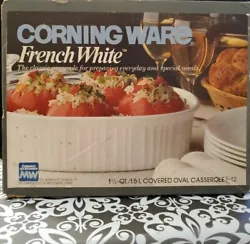 SUPER RARE!!  Sealed box 1980s NEW CORNING WARE 2.5 QT COVERED OVAL ROASTER CASSEROLE in FRENCH WHITE F-12  Also please...