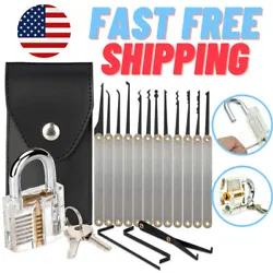 Including 12 various picks of stainless steel handle, 5 tension wrenches, 3 transparent practice locks, 3 types of...