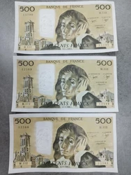 3 BILLETS de 500 FRANCS PASCAL de 1980 (série M.112 avec les numéros qui se suivent).