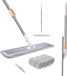 【Microfiber Flat Mop Double Lock Design】-Professional microfiber mop - External lock can adjust the buckle...