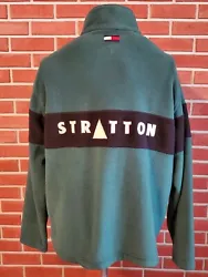 Mount Stratton, Vermont. Long Sleeve 1/4 Zip Fleece Sweatshirt. Material: 100% Polyester. Pit to Pit 26