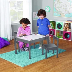 The perfect foundation for fun and learning, delight your little artist with the Kids 3-piece Dry Erase Gray Table Set....