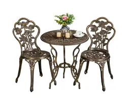 Our elegant patio bistro table set is suitable for most outdoor settings and events. The leaf detailed design and...