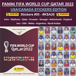 PANINI FIFA WORLD CUP QATAR 2022 - REGULAR STICKERS #CAN1 - #FWC29. Stickers #00 - #KSA20. USA/CANADA Edition....