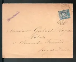 Enveloppe format 143 x 112 - Sage 15c bleu sur lettre. Envoi lettre suivie.