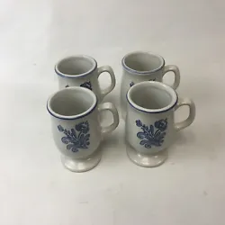 4 Pfaltzgraff Yorktowne Stoneware Pedestal Coffee Cups Mugs