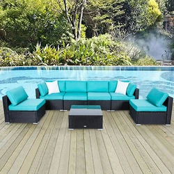 Kinbor 7pcs fashion rattan wicker sofa Furniture set will perfect for outdoor garden, backyard, patio and any other...