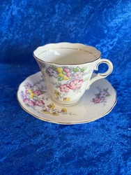 Vintage Calclough Bone China England Cup & Saucer. Free Shipping.