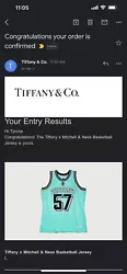 Tiffany & Co Mitchell x Ness Basketball Jersey Tiffany Blue Size L. CONFIRMED!.