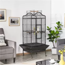 EXTRA LARGE PARROT CAGE: W61 x D56 x H113 cm/ W24 x D22 x H44.5’’ deluxe bird cage with 2.5cm/1’’ bar spacing...