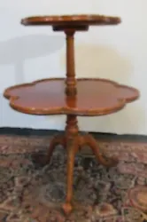 For sale is this ultra fine French carved Circa 1900-10s fine carved satinwood and mahogany two tier stand. Sorry we...