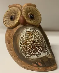 Vintage Ceramic Owl Home Decor Figurine with Crackle Glass Wings. Has some wear on the wing and a little spot on the...