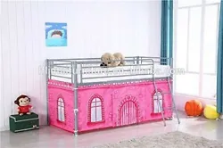 Home Leisure Stores Pink Castle Design Curtain Set for Midsleeper Cabin Bunk Bed. Condition is 