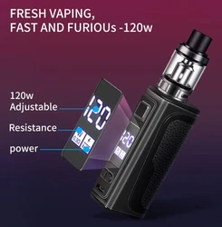 Vaporisateur électronique 120W, batterie 2200mAh, 2.5ml, atomiseur, écran OLED.