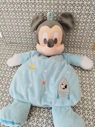 Peluche range pyjama Mickey bleu, planètes, fusée.