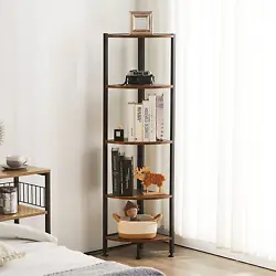 【Versatile Industrial Corner Bookshelf】5 tier shelves and open design, this corner shelf has enough space to...