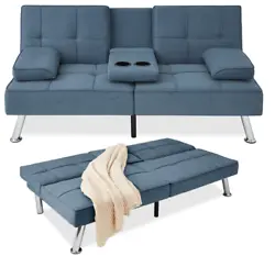 Fun and modern reclining futon sofa bed. Versatile multi use futon sofa bed. Converts quickly into a bed for overnight...