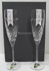 Waterford love champagne toasting flutes. Crafted with a sleek, pulled stem and heart cut pattern. Made in Slovenia....