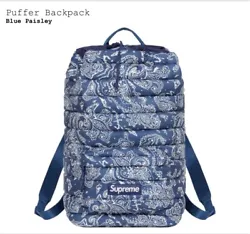 Supreme Puffer Backpack Blue Paisley FW22 Water Resistant Pertex Poly 30L New.