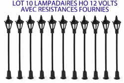 JOUEF LIMA ROCO LOT 10 LAMPADAIRES DE VILLE LED 65 mm HO 1/87 12 VOLTS AVEC R R 510 Ω. CHAQUE LAMPADAIRE SERA TESTER...