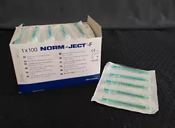 New, open box of 100 syringes. Clear Barrel, Green Plunger. Our inventory is sourced through liquidations and surplus...
