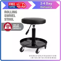 Comfortable vinyl cushion provides added comfort 16.75-21.25 in. Adjustable height 5 heavy-duty 360 degree swivel...