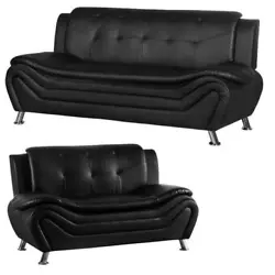The Kingway Furniture Gilan faux leather living room loveseat is a chic seating solution for contemporary living...