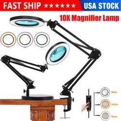 【10X Magnification】The Magnifier Lamp with 10X Magnification, perfect for reading, cross stitching, knitting,...