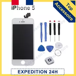 POUR IPHONE 5/5C/5S/SE NOIR/BLANC+OUTILS. - GRILLE ANTI-POUSSIERE ASSEMBLÉE sur LÉCRAN.