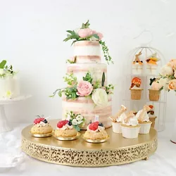 This round dessert display riser with Fleur De Lis designs will help to serve your sweet treats with outstanding...