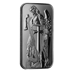 1 oz .999 fine silver bar sealed in capsule from the Scottsdale Mint. Artwork features Michael the Archangel slaying...