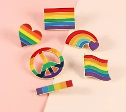 Pride Pins Brooch Gay Rainbow Flag Lapel Pins Enamel 6PCS LGBT Lapel Pins Decora.