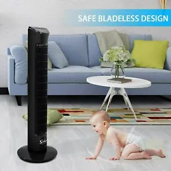 The fan has a black body. Easy to assemble and operate. Built-in carry handle makes it easy to move from room to room....