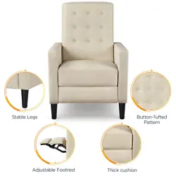 Spruce up your bedroom or living room in streamlined style with a mid-century modern fabric recliner. Footrest...