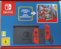 Nintendo switch oled noire et rouge avec code téléchargement Super Mario Odissey.