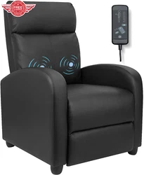 Sillón reclinable de masaje de piel sintética, sillón reclinable de piel sintética para cine en casa con asiento...