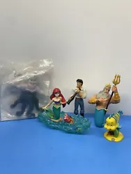 The Little Mermaid Collectible Figures Set Disney PVC Ariel Eric Sebastian. All happily pre-own but over all in good...