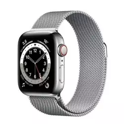 Apple watch series 6 gps + cellular, cassa 40 mm in acciaio inossidabile argento con cinturino milanese argento.
