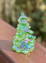 MOSSER GLASS Apple Green Carnival Glass 5.5” Christmas Holiday Tree. New Mosser USA. Stunning color please see the...
